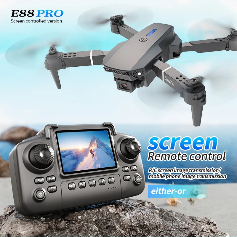 Drone E88 Rc Quadcopter - Professionelle E88 PRO Drohne mit Bildschirm,